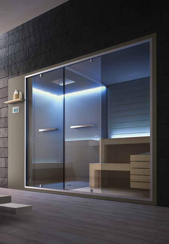Ethos Sauna + Hammam 252x150xH215 cm spazio doccia + sauna shower + sauna