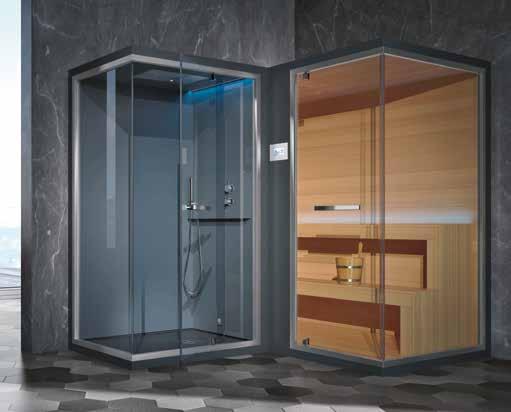 spazio doccia con bagno turco sauna + shower with steam generator Ethos L