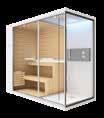 34 35 Ethos C - Ethos L Sauna + Spazio doccia Sauna + Shower Allestimento / Preparation Misure disponibili / Available sizes Basamento con piedini regolabili Chiusure vetro temperato, spessore 8 mm