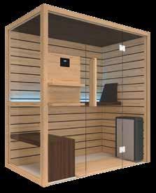 48 49 Misure disponibili / Available sizes Kalika Sauna Sauna completa di / Specifications Basamento con piedini regolabili Chiusure vetro temperato, spessore 8 mm Pannello di controllo: touch
