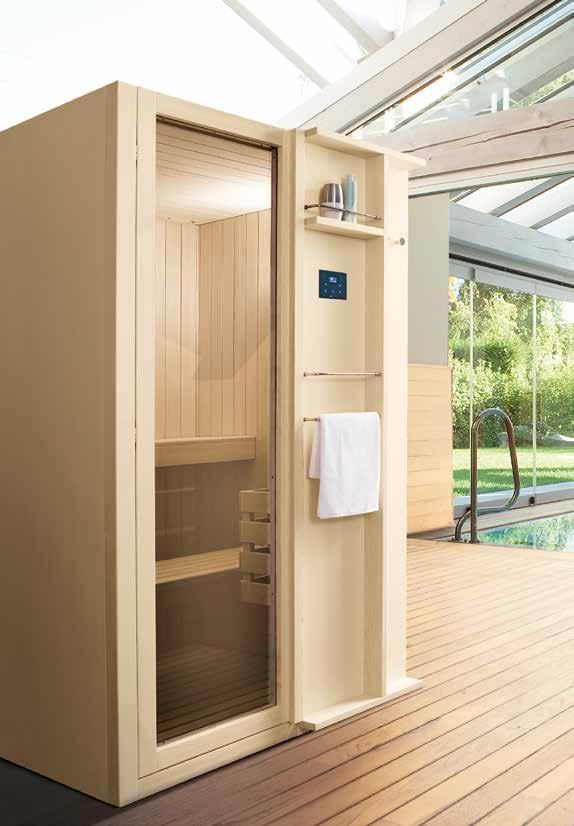 58 59 Talia Sauna La sauna è realizzata interamente in abete di risonanza.