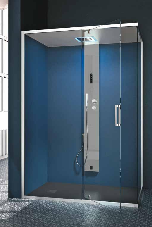 2) Gemini 5 sliding 160x100 cm left 30x30 cm shower head accessory with colour therapy G-Steam Top column Forma H.