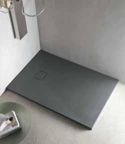 The shower tray has an overflow system that completely hides the drain.