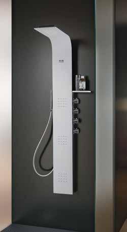 The modern design of the shower column is enhanced by a thin 4 mm thick slab in brushed anodised aluminum.