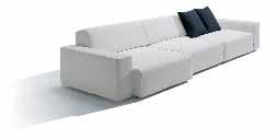 Serie di divani componibili con struttura in acciaio e imbottitura in poliuretano espanso e dacron. Seduta con movimento e posizione regolabile in 2 diverse profondita.