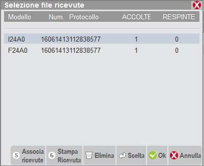 Associa Ricevute Esegue l associazione automatica delle ricevute Invio e Addebito alle rispettive deleghe F24 (casi particolari) Stampa Ricevuta Esegue la stampa dell intera ricevuta, composta dall