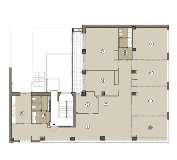 uffici - destinazioni d uso 1 accoglienza 2 sala d attesa 3 deposito 4 ufficio 1 5 sala riunioni 6 bagno 1 7 ufficio 2 8 ufficio 3 9