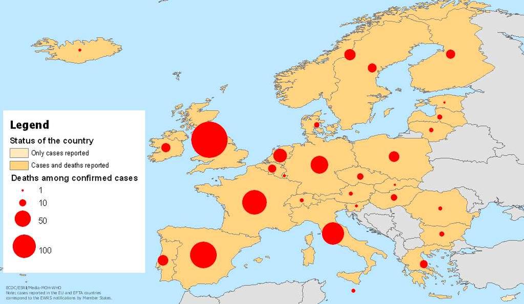 Stima dell impatto della pandemia: nella tabella seguente viene stimate la pandemia influenzale nei 27 Paesi dell Unione Europea (considerando 5 milioni di residenti).