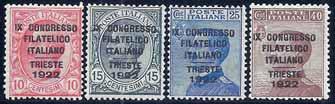 124 1922 Congresso Filatelico (123/126). Buona centratura. Cert. Sorani (Cat. 4.000). 1.800,00 133 134 125 1922 Michetti.