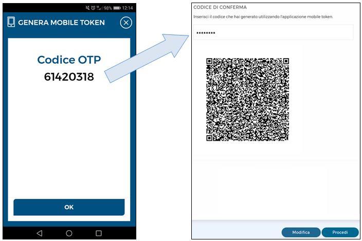 Il Token virtuale genererà un codice OTP.
