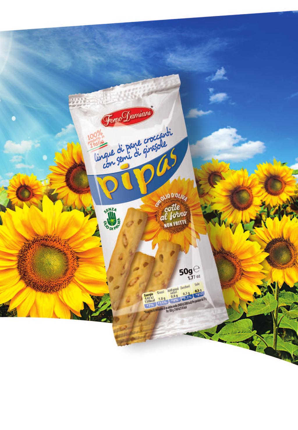 lingue di pane croccanti con semi di girasole PIPAS, il nuovo