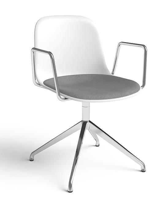 MNI CUSHION R-SP DESIGN: WELLINGLUDWIK 986 Descrizione: sedia con braccioli girevole con basamento a 4 razze in alluminio lucidato o verniciato e scocca in polipropilene.