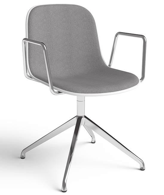 MNI DUO R-SP DESIGN: WELLINGLUDWIK 992 Descrizione: sedia con braccioli girevole con basamento a 4 razze in alluminio lucidato o verniciato, scocca in polipropilene e controscocca imbottita.
