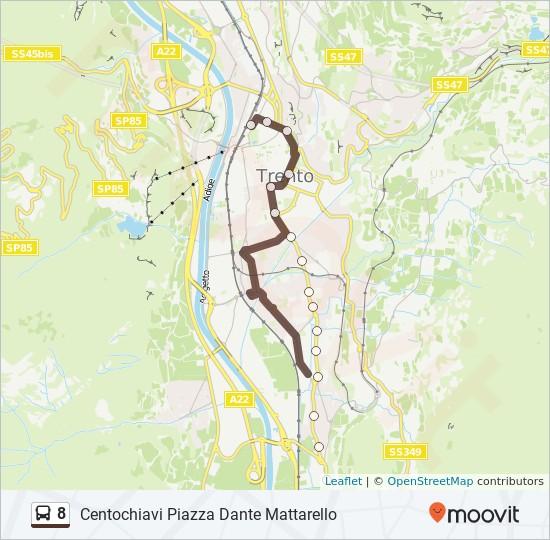 Direzione: Piazza Dante "Dogana" 24 fermate VISUALIZZA GLI ORARI DELLA LINEA Mattarello Sud Mattarello Rio Stolzano Mattarello S.