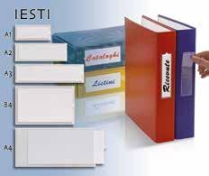 STAMPATA Porta etichette autoadesive in PVC trasparente più etichette. Tagliabili nella misura desiderata e con etichetta intercambiabile.