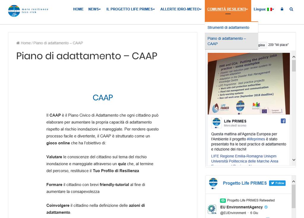 Azione C2: spazio web