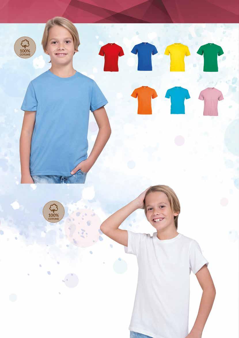 AZ RS CA1122 T-SHIRT BOY COLORATA - girocollo a costina rinforzata - nastro di rinforzo interno - materiale: 100% cotone pettinato - peso: 150 gr.