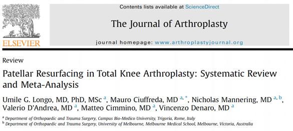 1815 articoli à 35 studi selezionati < rischio di re-intervento < % di anterior knee