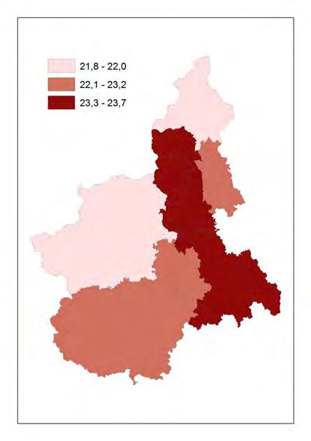 Figura 19 - Prevalenze d uso di tabacco. Distribuzione per provincia.