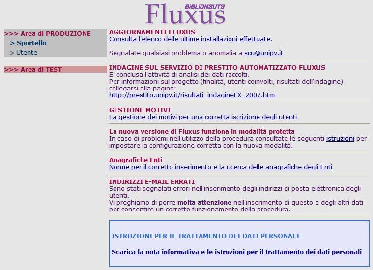 Accesso alla procedura Il portale degli operatori Fluxus: http://fluxus.