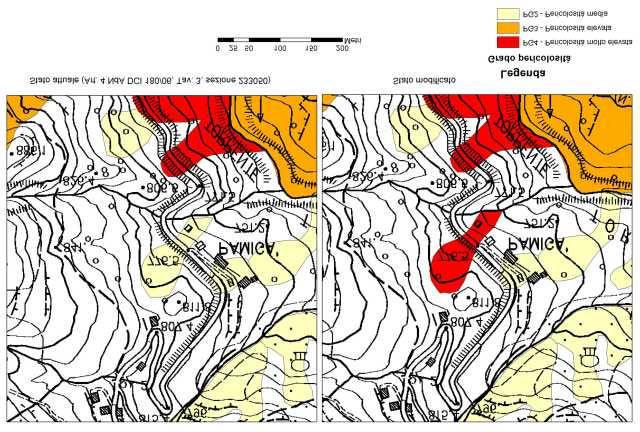 Aggiornamento del quadro conoscitivo Modifica, da Pericolosità geomorfologica media PG2 a Pericolosità geomorfologica molto elevata -