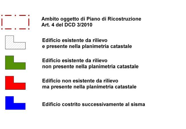 Si provvede ad aggiungere alcuni fabbricati esistenti in loco, ma non presenti sulla mappa catastale (colore verde), e ad eliminare alcuni fabbricati o porzioni