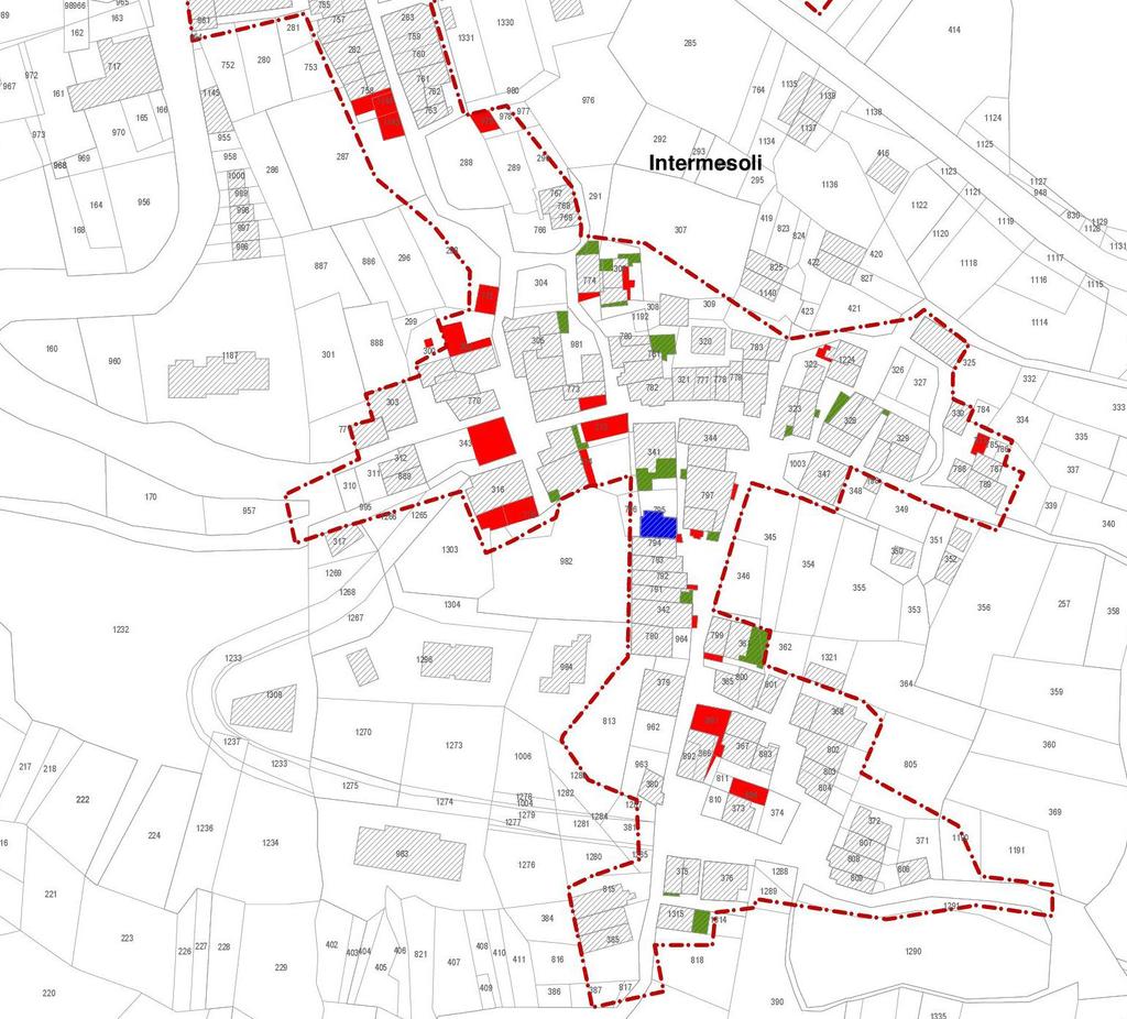 Intermesoli Sud scala 1:1 2 4 L elaborato riporta il perimetro dell ambito oggetto di Piano di Ricostruzione oggetto di intesa, aggiornando la planimetria