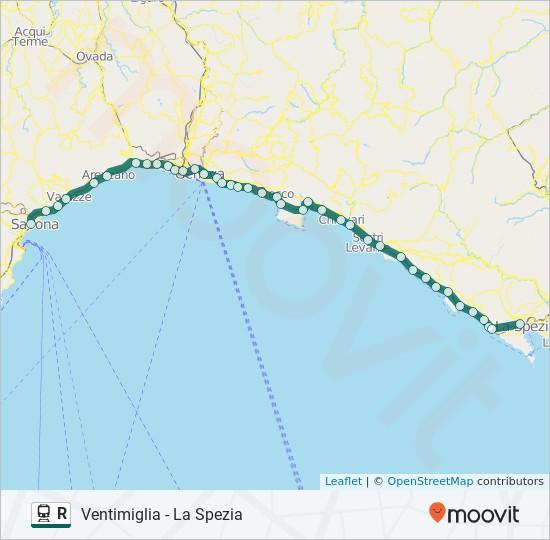 Direzione: La Spezia Centrale 40 fermate Savona Albisola 7 Piazza Giulio II, Albisola Superiore Celle Ligure Via Gioia, Celle Ligure Varazze Orari di partenza verso La Spezia Centrale: lunedì