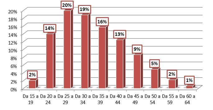 Facchini, addetti allo spostamento merci ed assimilati con l 8%. Le restanti professioni mostrano quote inferiori o uguali al 4%.