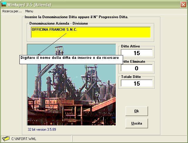 Inserimento della anagrafica della ditta e delle mansioni con protocollo.