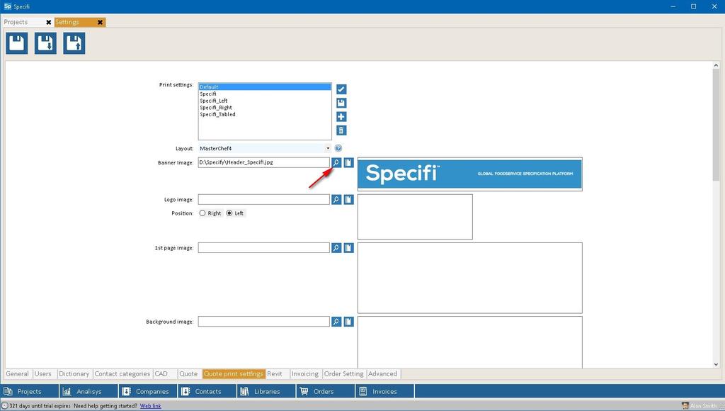 Spostatevi ora nel nella sottosezione Impostazioni di Stampa (evidenziata in basso in arancione), nella quale potete selezionare il layout di stampa predefinito da utilizzare.