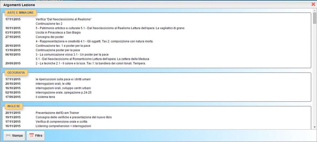 Lezioni Argomento Lezioni viene proposto un riepilogo di tutte le attività