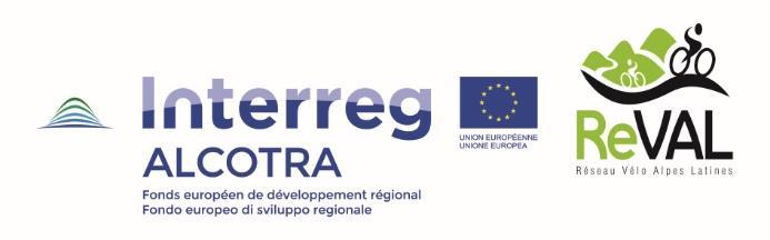 REVAL - RESEAU VELO ALPES LATINES Progetto finanziato dal Programma Interreg Italia-Francia Alcotra 2014-2020 Concluso nel 2017, ha avuto tra i partner di progetto la Città di Cuneo (Ufficio