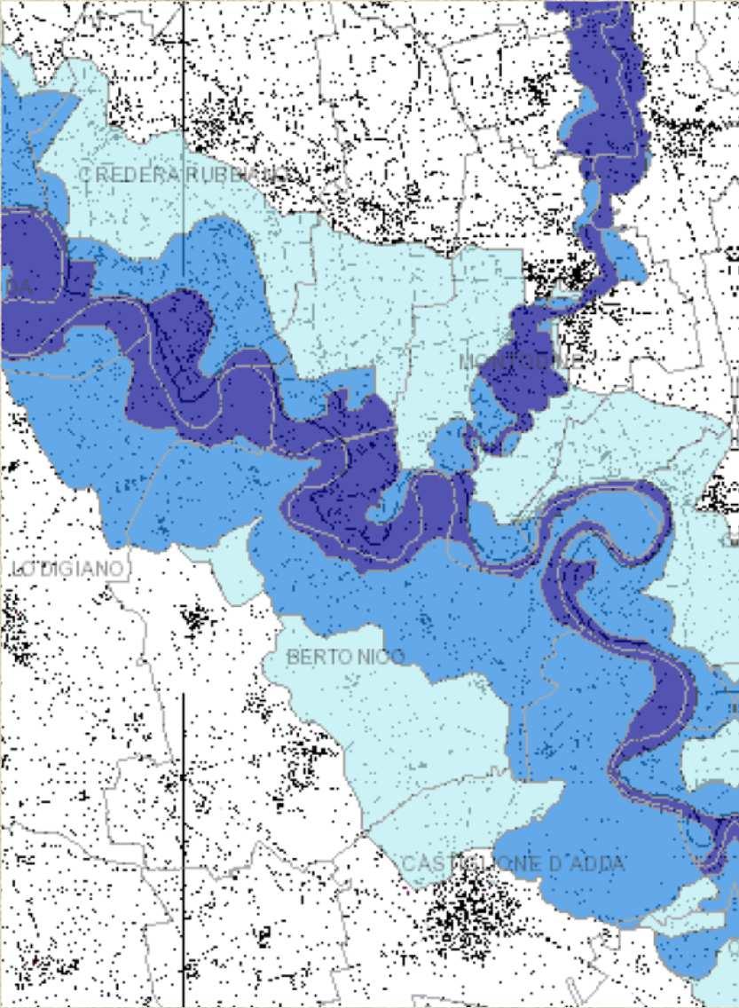 I PIANI DI GESTIONE DEL RISCHIO DI ALLUVIONE Mappe di PERICOLOSITÀ Contengono le aree che possono essere allagate da eventi con determinate probabilità di allagamento Mappate come fasce adiacenti