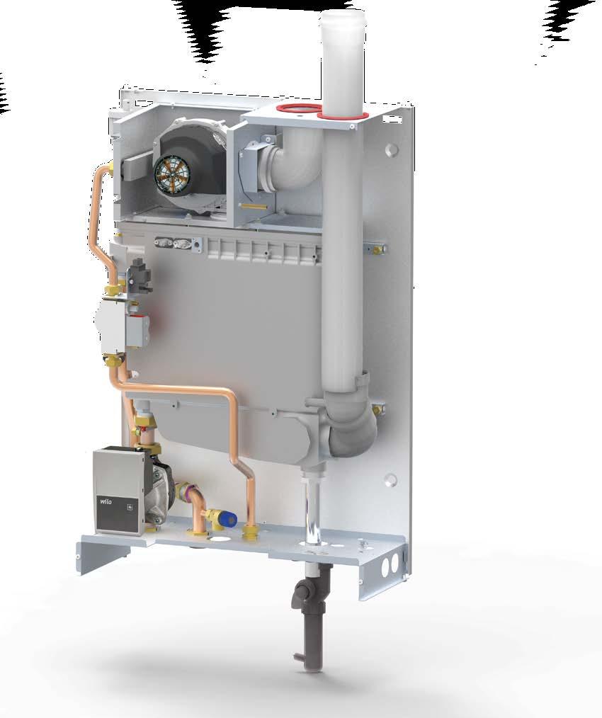 COMPONENTI PRINCIPALI VALVOLA DI SFIATO (ALKON 70 C) VENTILATORE MODULANTE CONDOTTO ASPIRAZIONE ARIA ELETTRODO DI ACCENSIONE ELETTRODO DI RILEVAZIONE BRUCIATORE TERMOSTATO DI SICUREZZA SCARICO FUMI