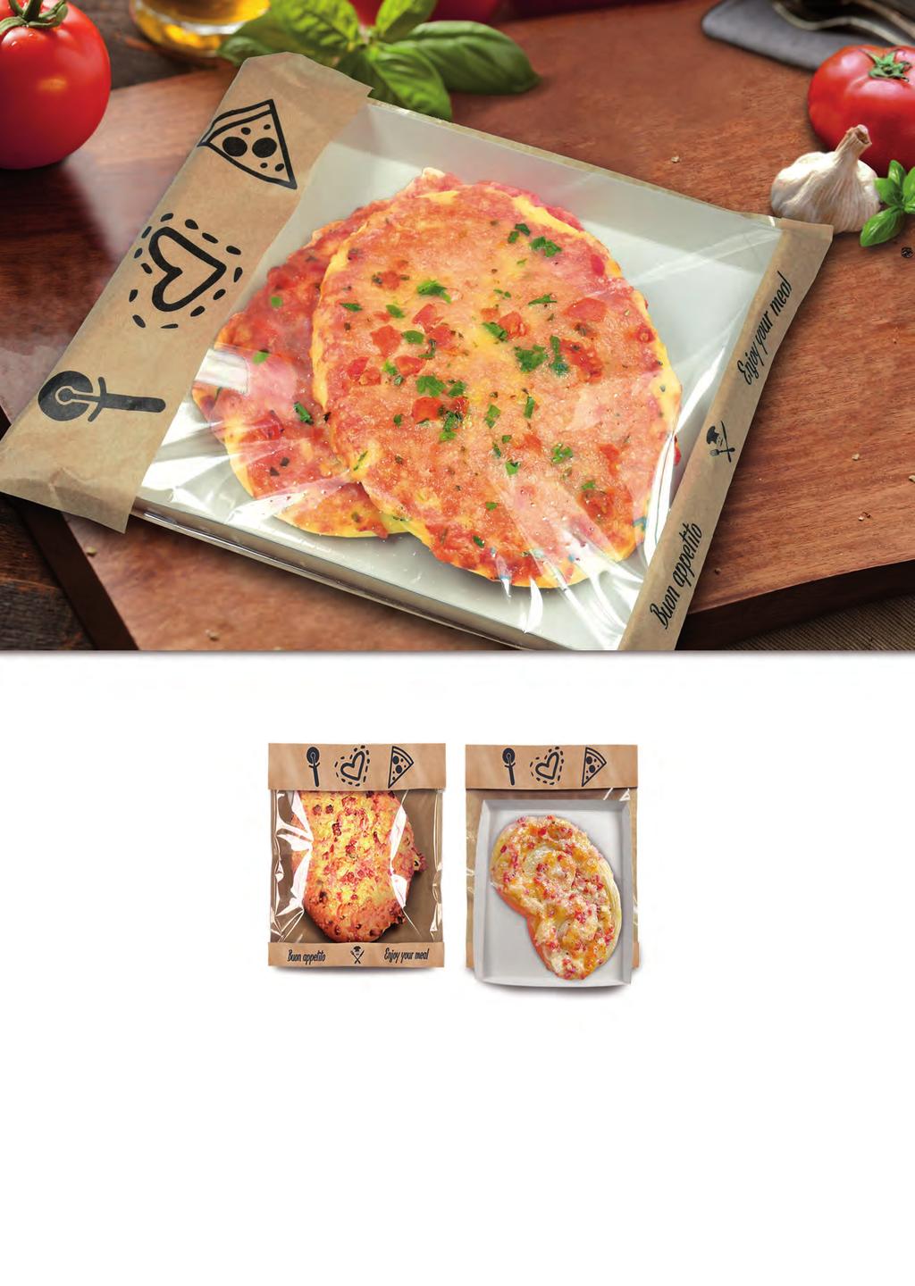 LOC BAG PIZZA Confezionamento semplice e pulito Basta inserire il snack nel tray, inserire il tray, chiudere la linguetta e via!