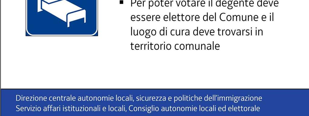 Gli elettori ricoverati in ospedali o altri luoghi di cura votano presso la struttura nella