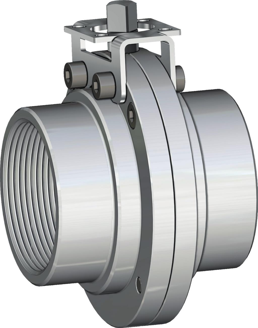 ITEM 90-9-9-9 Valvola a farfalla vie filettata ISO 8/, DIN 85, da saldare, clamp Stainless steel butterfly valve with ISO 8/ threaded, butt welded, DIN 85 ends, clamp ITEM 90 Connessioni: Filettate