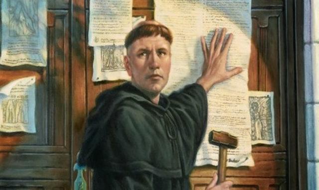 Le 95 tesi Nel 1517 affisse le sue 95 tesi alla porta della Cattedrale di Wittenberg.