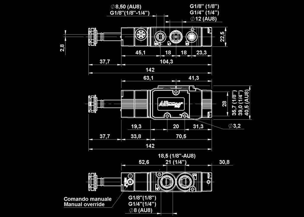 La presenza dei raccordi automatici per tubo ø8mm e l assenza di connessioni filettate garantiscono grande velocità ed economicità di assemblaggio.