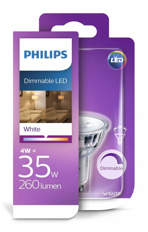 PHILIPS LED Faretto (intensità regolabile) 4 W (35 W) GU10 Bianco Regolabile È quello che c'è all'interno a fare la differenza Grazie alla sua forma e