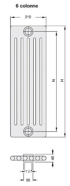 2 ZEN RADIATORI IN ACCIAIO RADIATORI TUBOLARI IN ACCIAIO BIANCO RAL 9016 - SERIE CHARLESTON 6 COLONNE RESA TERMICA Δ ALTEZZA INTERASSE T 50 W 6019 200 134 41,5 6019-001-1270-9016 30,220 6026 260 194