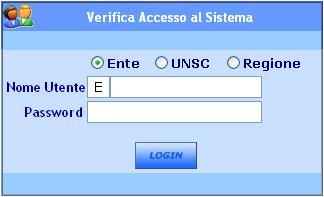 L ingresso al Sistema è garantito da una maschera Accesso al Sistema nella quale si richiede l inserimento dell Utenza e Password.