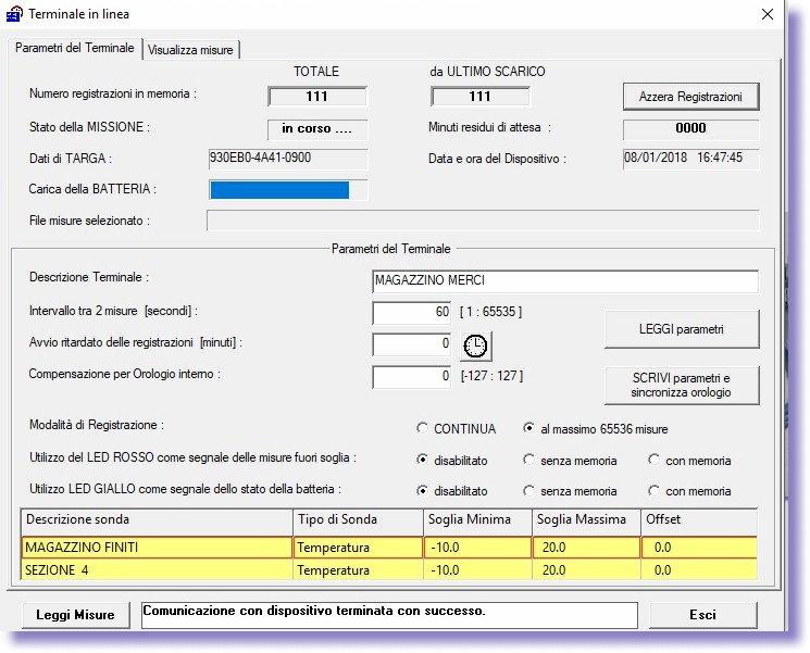 Il Software permette di ottenere delle rappresentazioni grafiche dei dati memorizzati