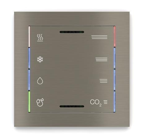 4 Interfaccia utente L interfaccia utente del termostato è costituita da 8 LED di segnalazione con guidaluce, installati ai lati del dispositivo, per la segnalazione delle soglie di funzionamento