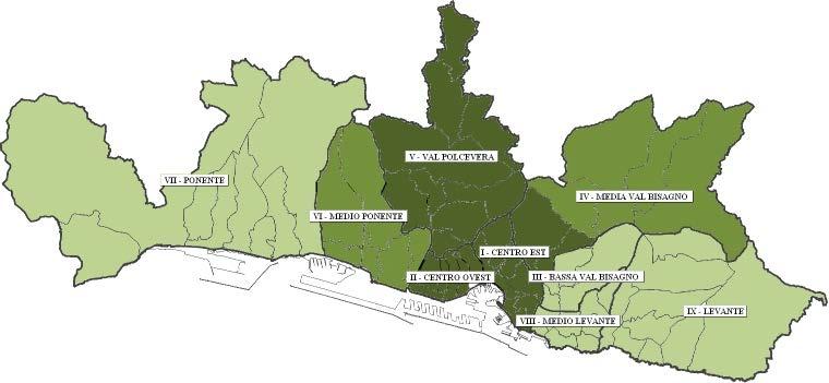 DENSITA' DELLA POPOLAZIONE RESIDENTE RISPETTO ALLA ZONA URBANIZZATA PER MUNICIPIO - ANNO 2015 da 0 a 70 da 71 a 100 da 101 a 170