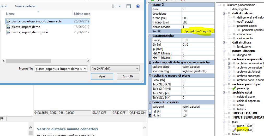 E possibile per ogni piano usare un file dxf diverso da quello di default assegnato in questa fase