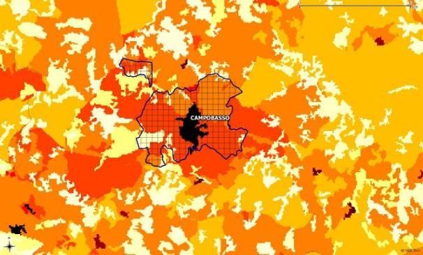 Figura 5 Mappa densità di popolazione per Campobasso Figura 6 Campobasso: