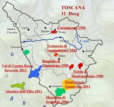 TOSCANA D.O.C.G Brunello di Montalcino Carmignano Chianti Chianti Classico Elba Aleatico passito Montecucco