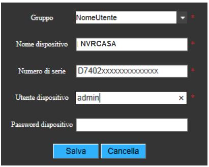 DVR CASA / UFFICIO / ecc ) (B) Numero di